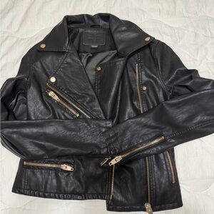 Blank NYC Black Leather Jacket with Gold Accents
